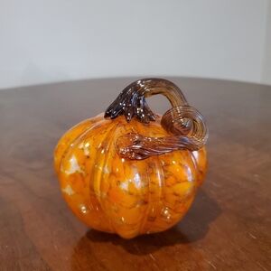 Rare Find - Handcrafted Orange Amber Glass Pumpkin Decor
